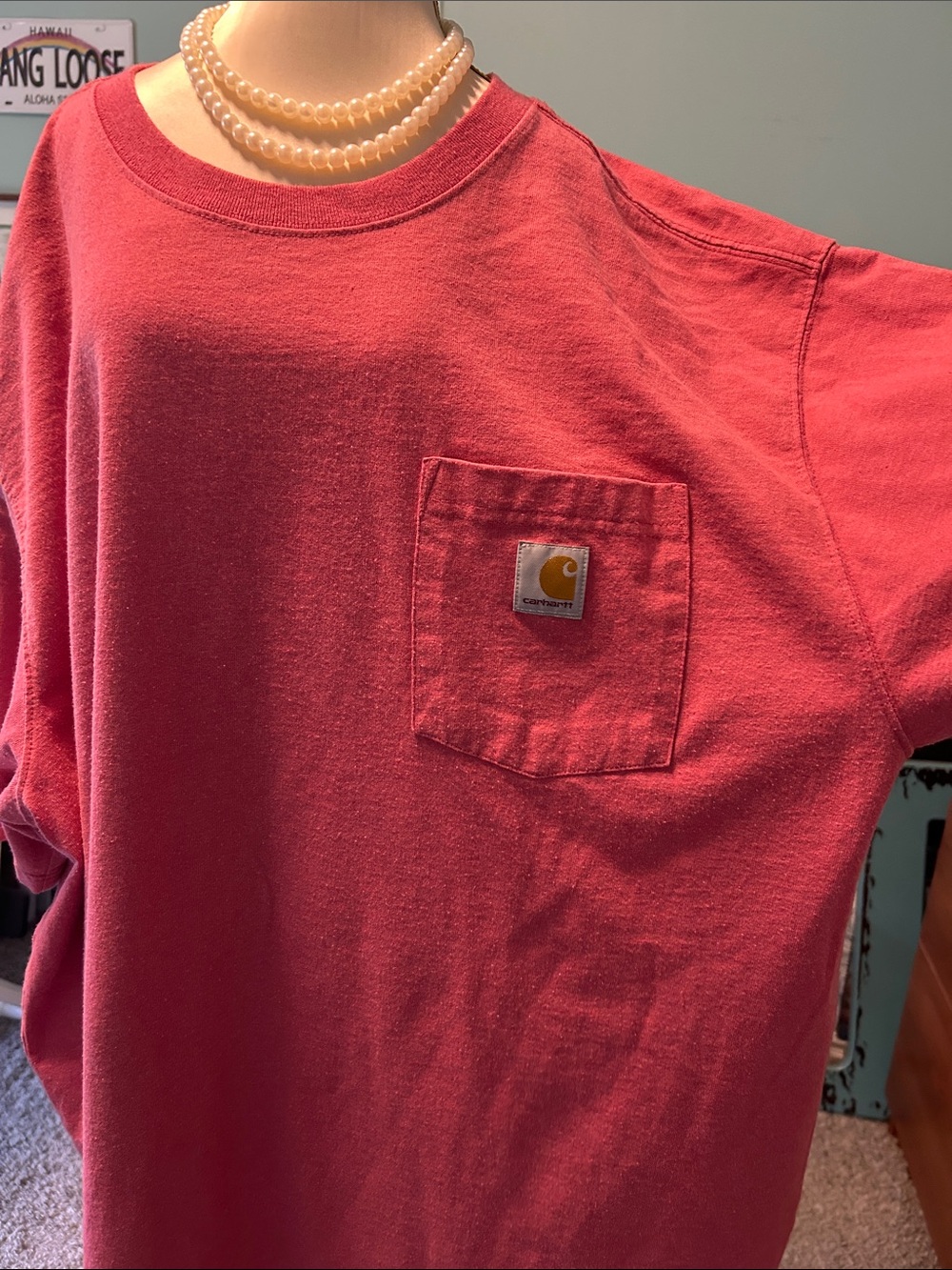 Carhartt Short Sleeve Pocket Tee in coral